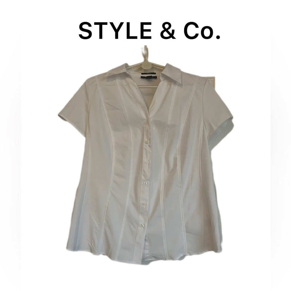 STYLE & Co Short Sleeve Blouse 0X